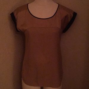Express brand silky golden and black trimmed tee